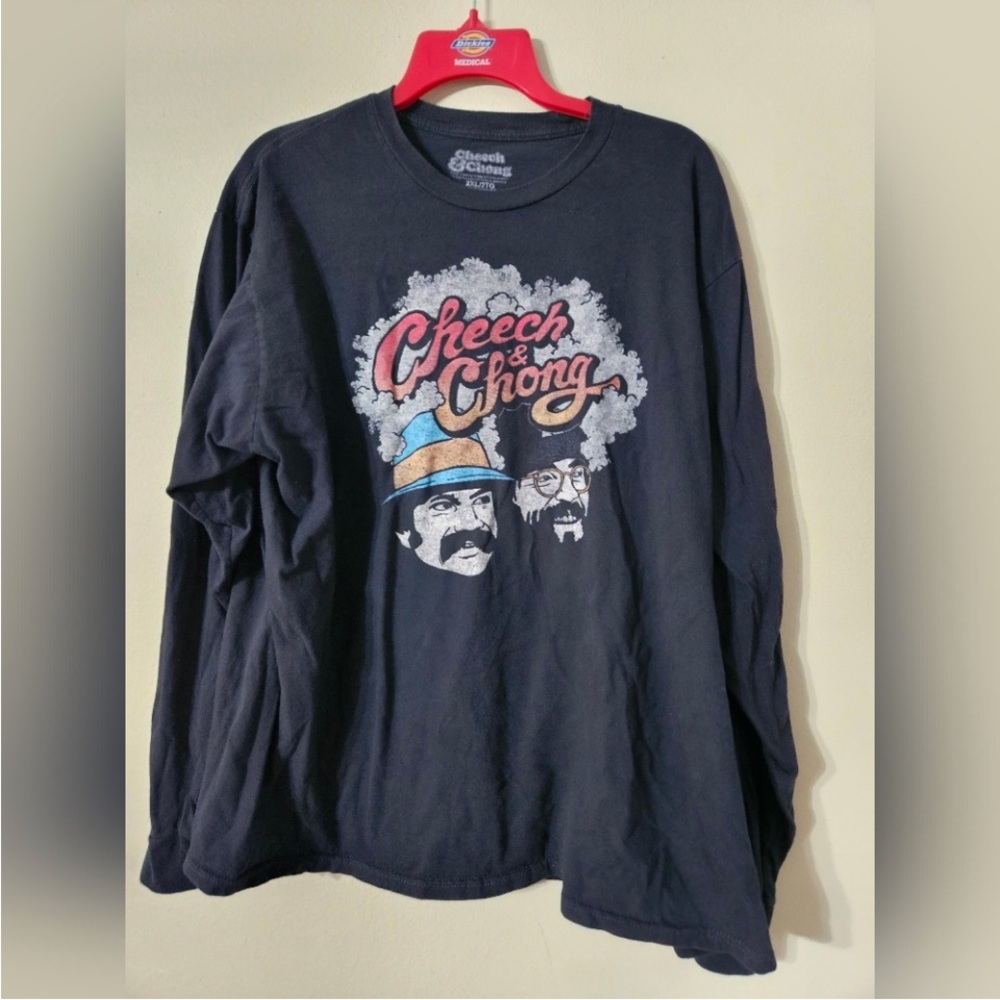 Cheech & Chong Graphic Long Sleeve Tee - Black with Multicolor Print Size 2XL